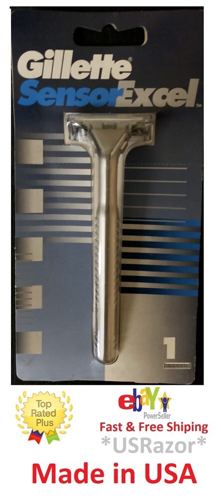 2 Gillette Sensor Excel Metal Razor Handle blade Shaver Made USA 1993 Ft Sensor3