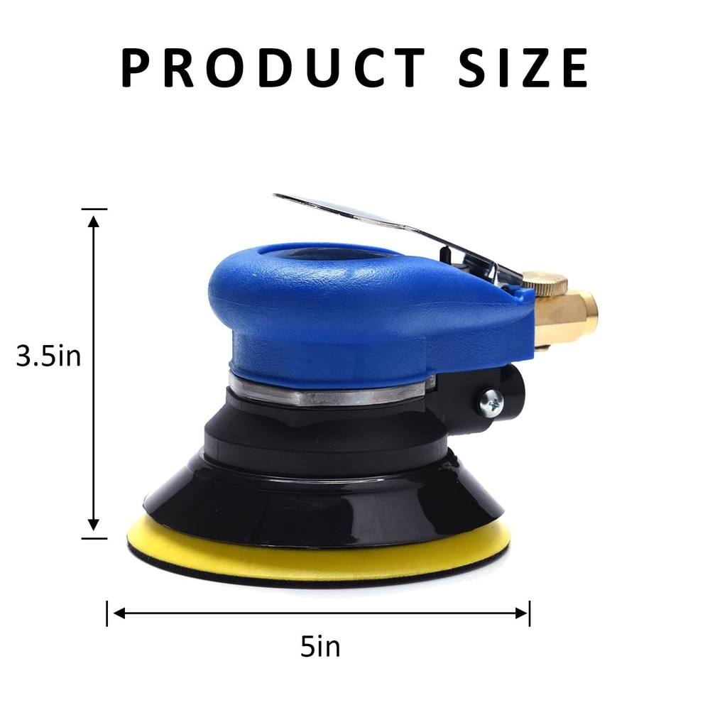 Air Random Obrital Sander 5" Dual Action Palm Sander, Hook and Loop Air Power...