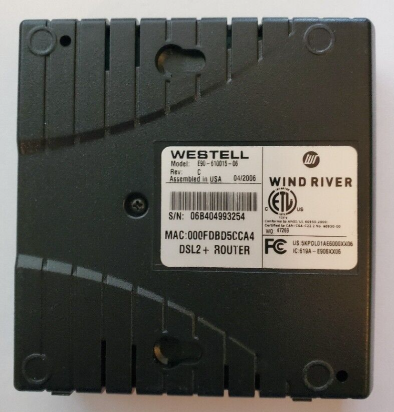 Westell Modem Model 6100 No Power Cord