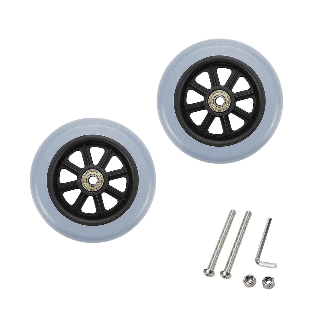 Wealrit 2 Pack Replacement Wheels for Wheelchairs - 5 Inch Solid Drive Rollat...
