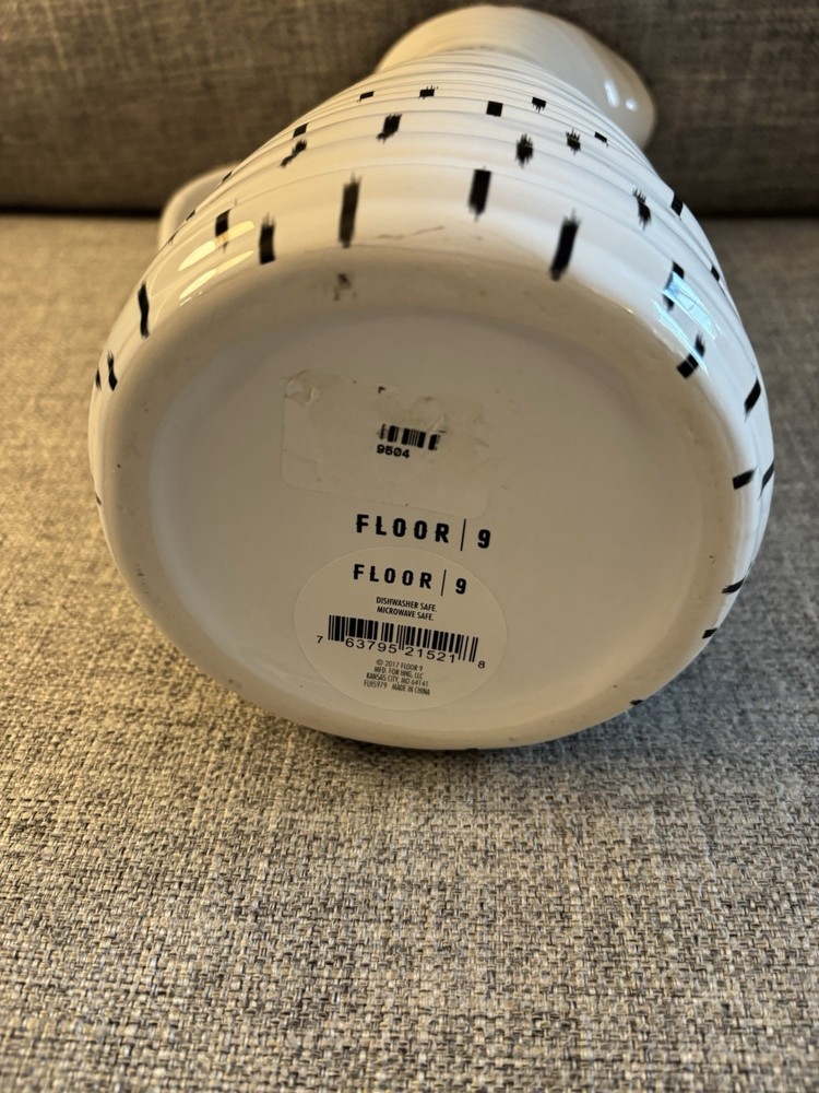Floor 9 Pitcher White and Black with a Grey interior