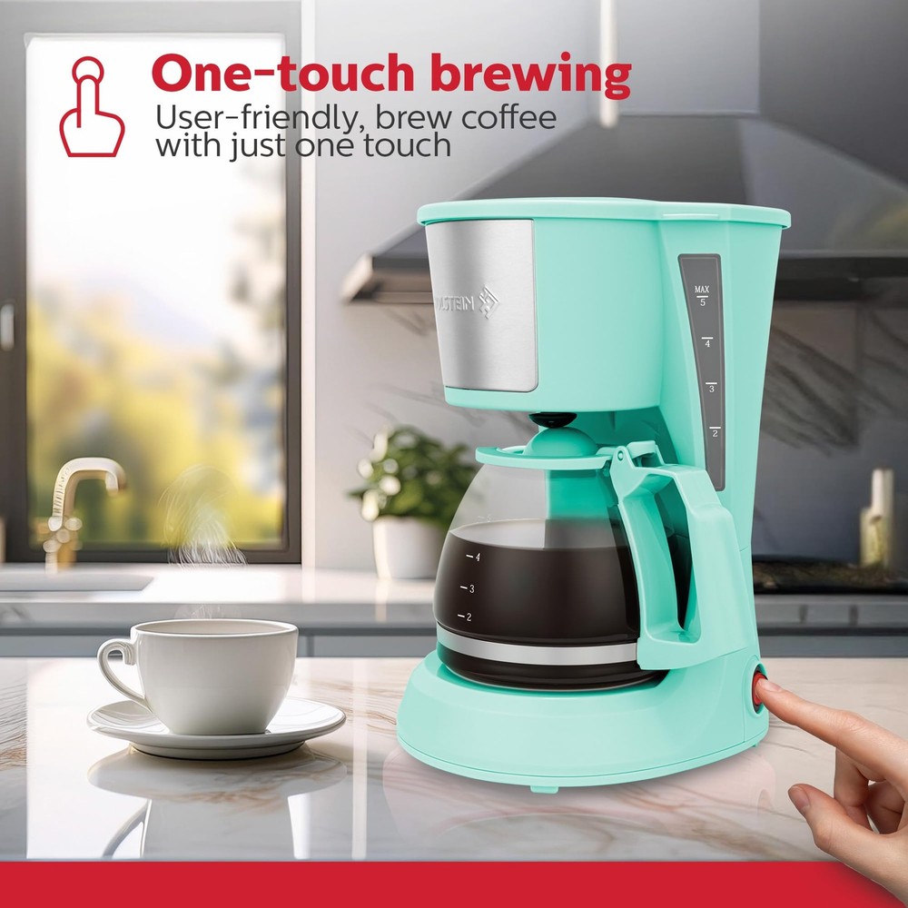 5 Cup Drip Coffee Maker-Convenient and User Friendly with Permanent Filter,