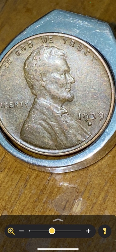 1939 S Wheat penny “L” Error, Rim Error