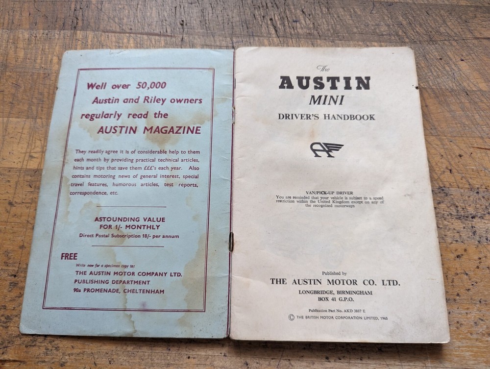 1965 Austin Mini Drivers Handbook