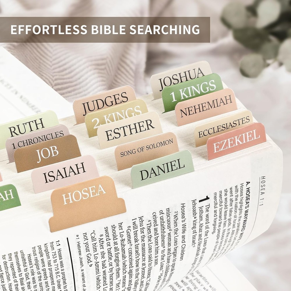 Laminated Study Bible Tabs Large Print Neutral for Easy Navigation Boho Theme