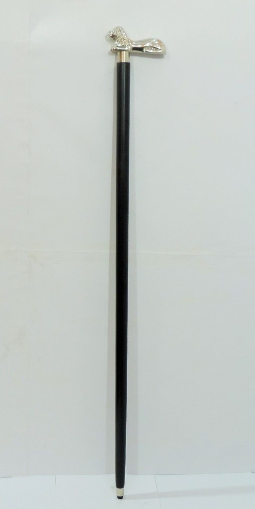 Lion Head Solid Designer Brass Handle & Wood Walking Cane With 2 Folding Stick