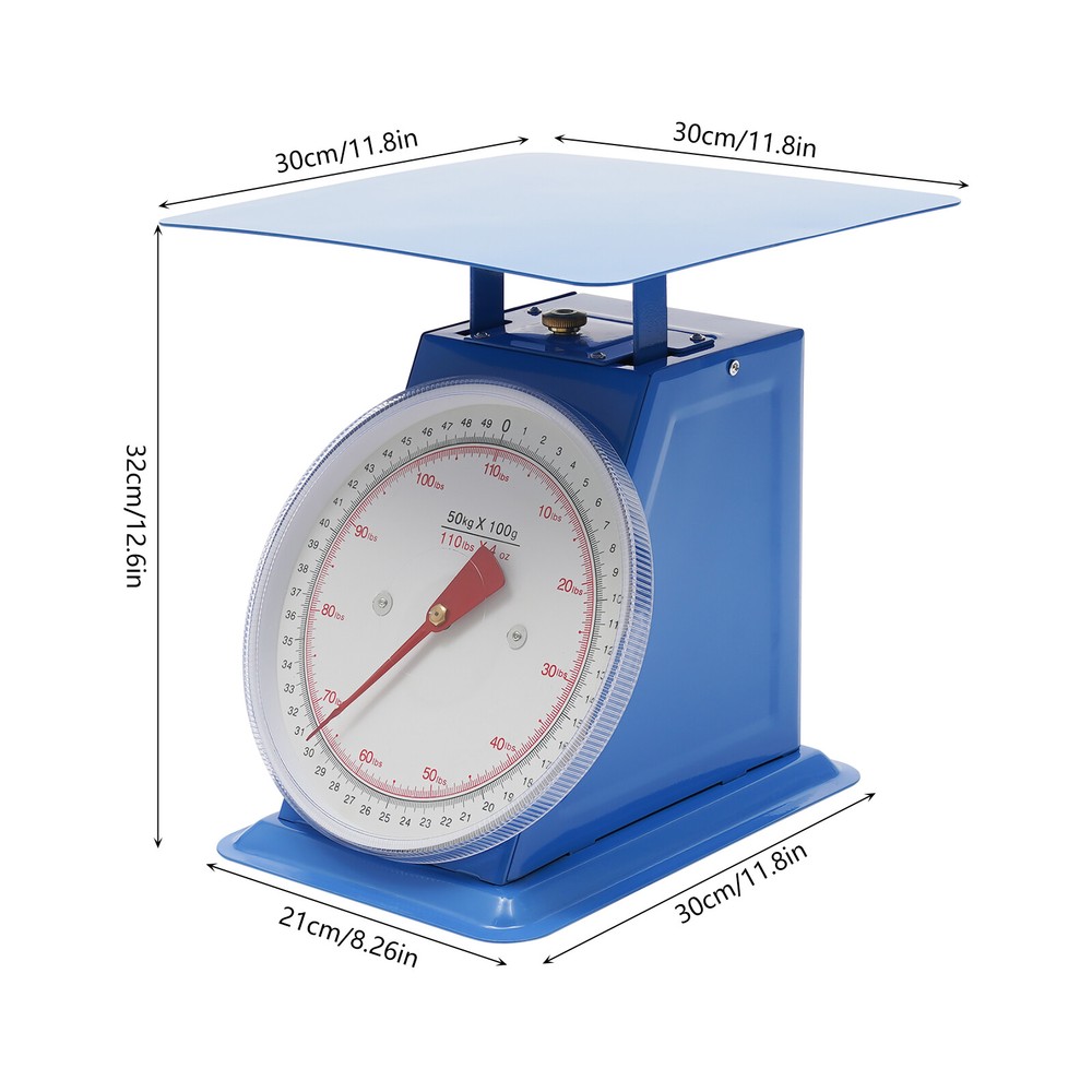110LBS Heavy Duty Mechanical Kitchen Scale with Durable Iron Platform