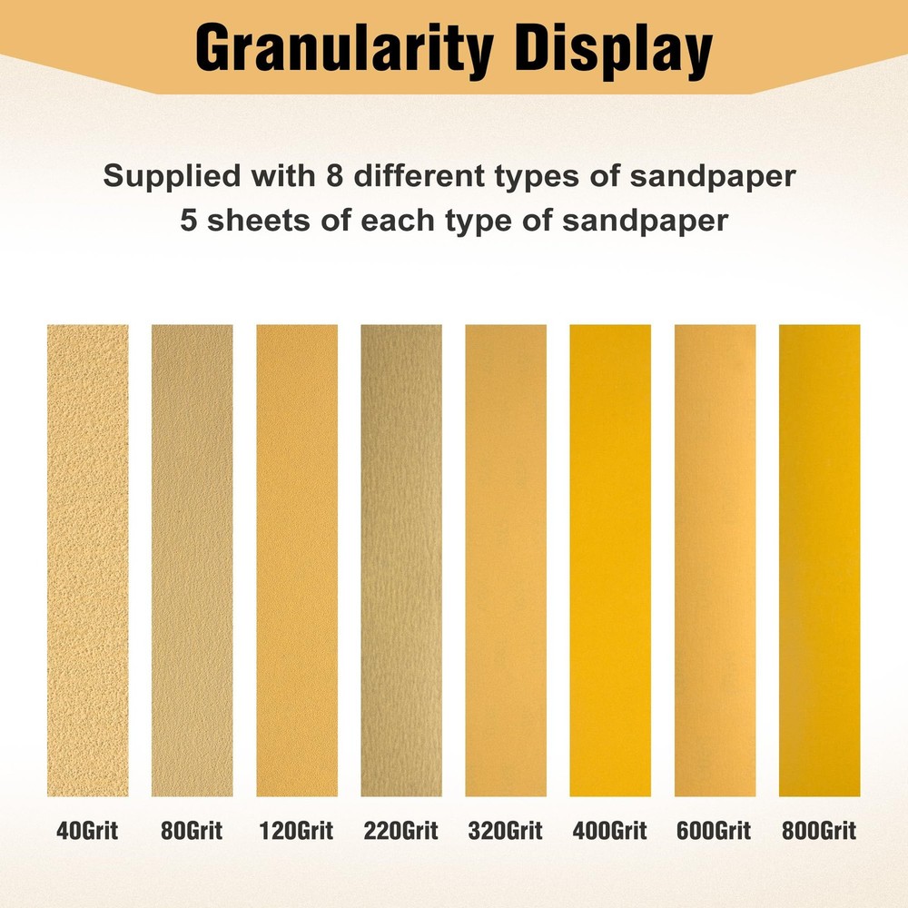 40pcs Longboard PSA Sandpaper 40–800 Grit Sticky Sanding Sheets