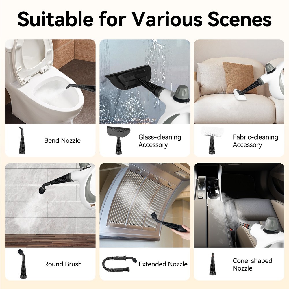 Handheld Steam Cleaner, Pressurized Multi-surface Natural Steam Cleaner