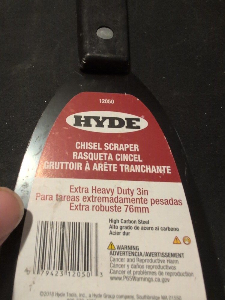 Hyde 12050 Chisel Scraper 3 In. Heavy Duty Long Handle Surface Prep Tool
