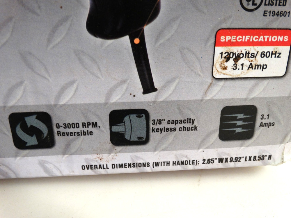 Drillmaster 3/8’” Variable Speed Reversible Corded Drill - NEW