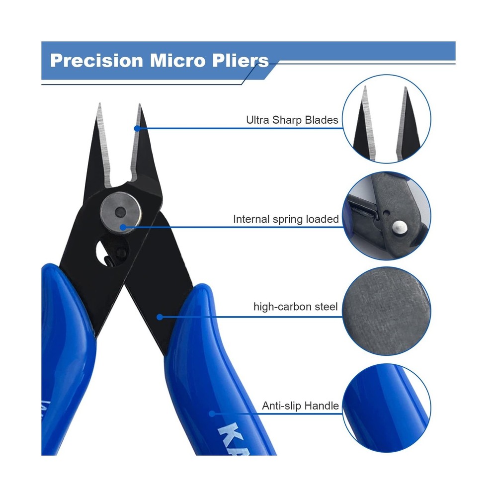 KAIHAOWIN Micro Wire Cutters with Spring, 2 Pack, 5 inch Precision Mini Flush...