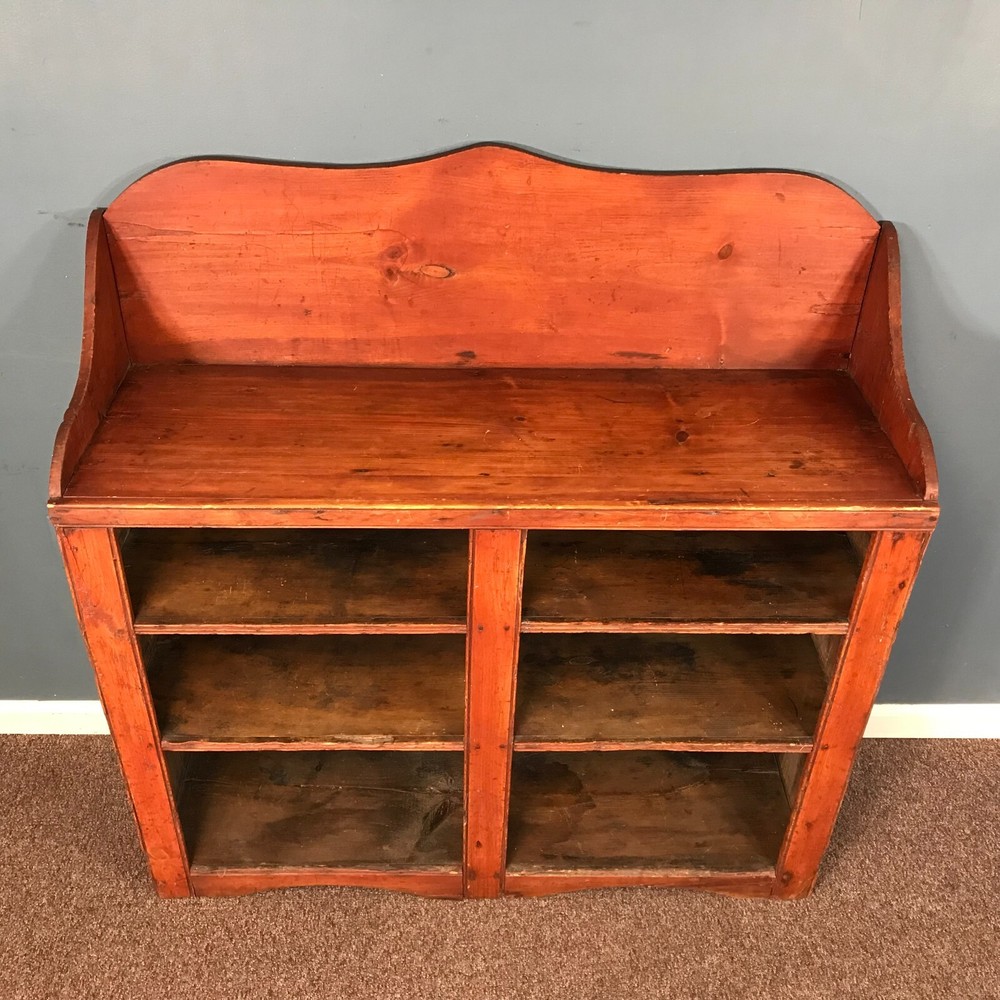 Primitive Country Open Face Pine Red Washed Sideboard
