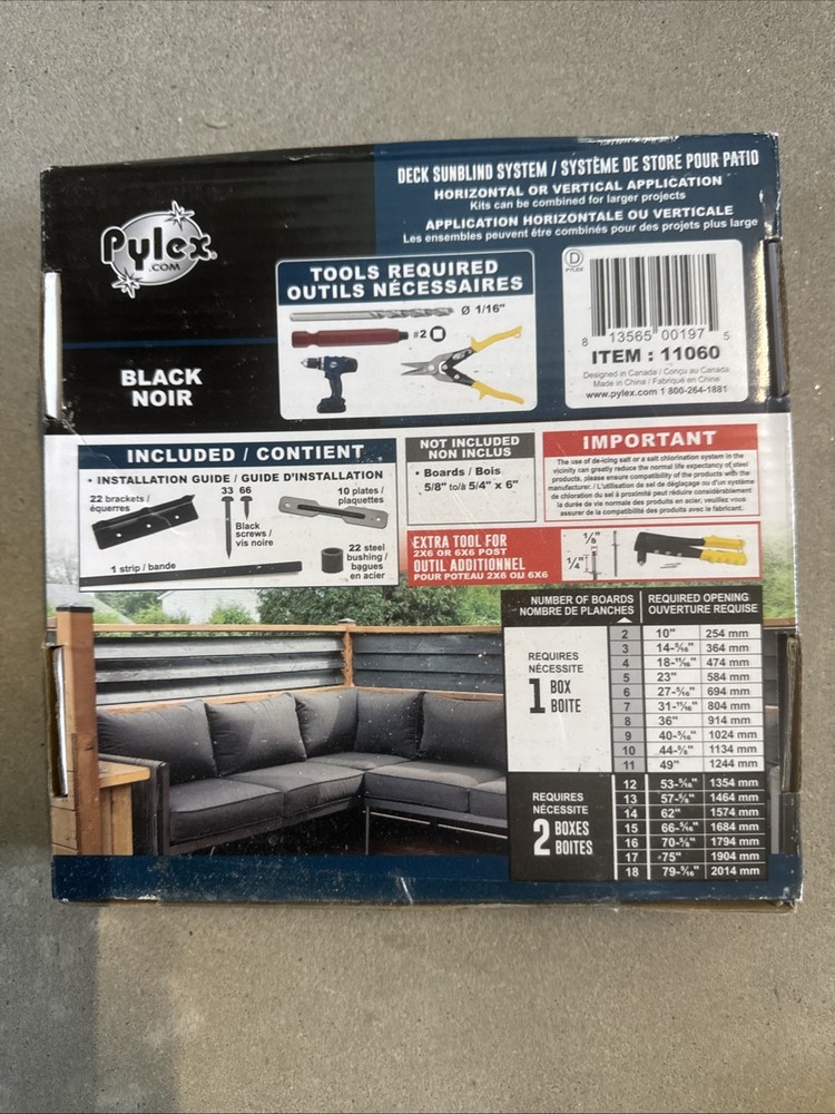 Pylex Deck Sunblind System 11060 Louvers Bracket Shutter Hardware Kit Black