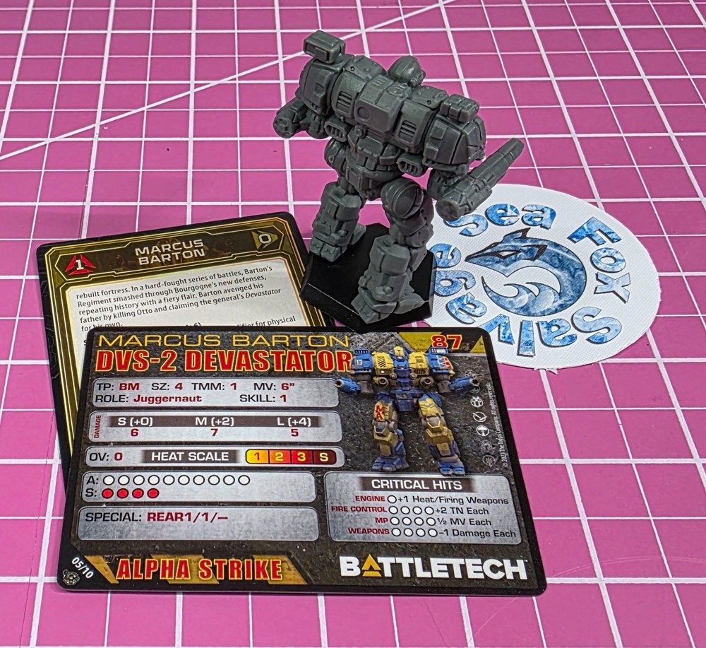 BattleTech Marcus Barton Devastator-- Legendary Mechwarriors II NEW + Cards