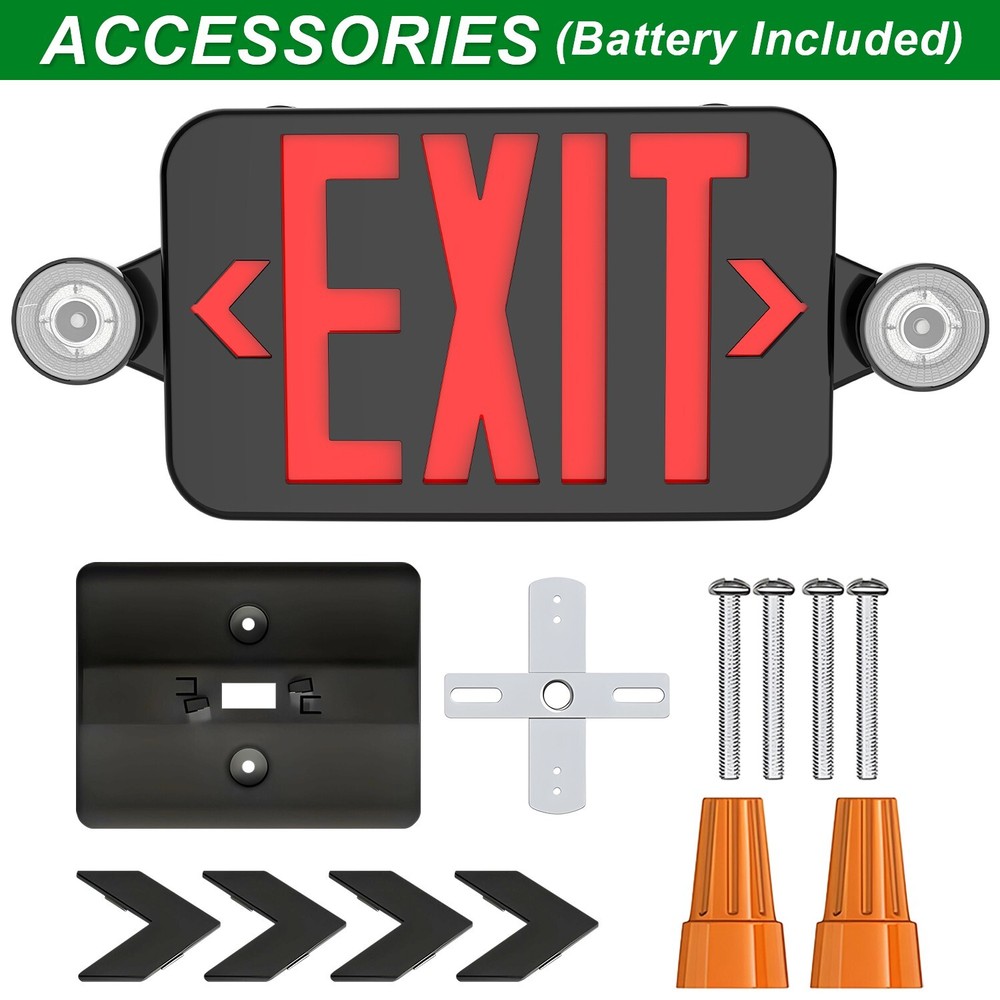 6Pack Red LED Exit Sign, UL-Listed Emergency Light - Dual LED Lamp ABS Fire