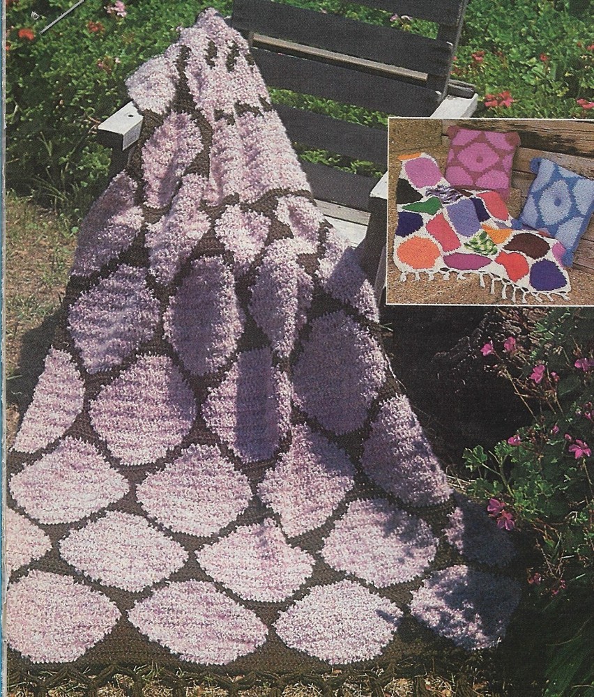 vintage, Garden Path Afghan & Pillow crochet pattern instructions