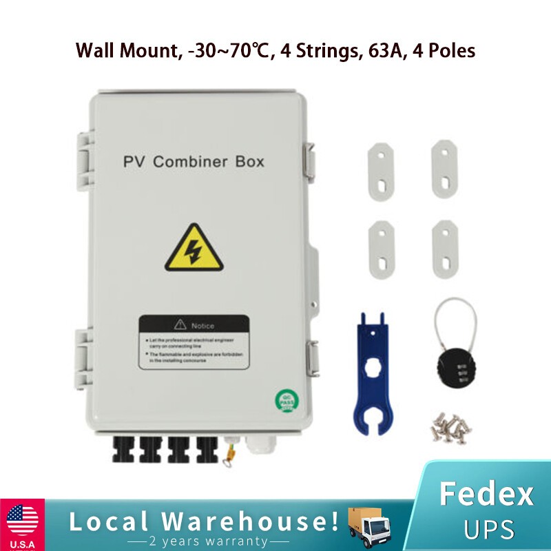 4 String Solar Combiner Box PV Combiner Circuit Breaker 63A For Solar Panel Kit