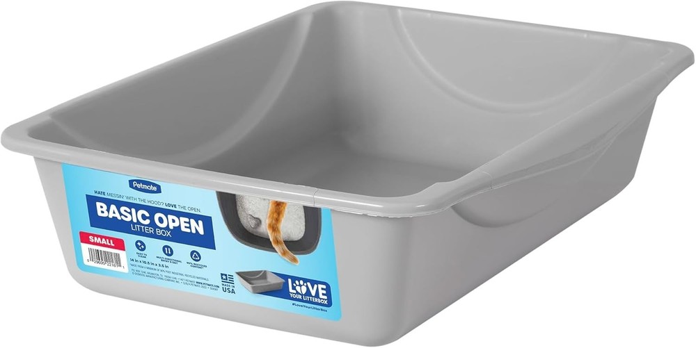 Eco-Friendly Small Cat Litter Box with Wide Base - Blue Mesa & Mouse Gray