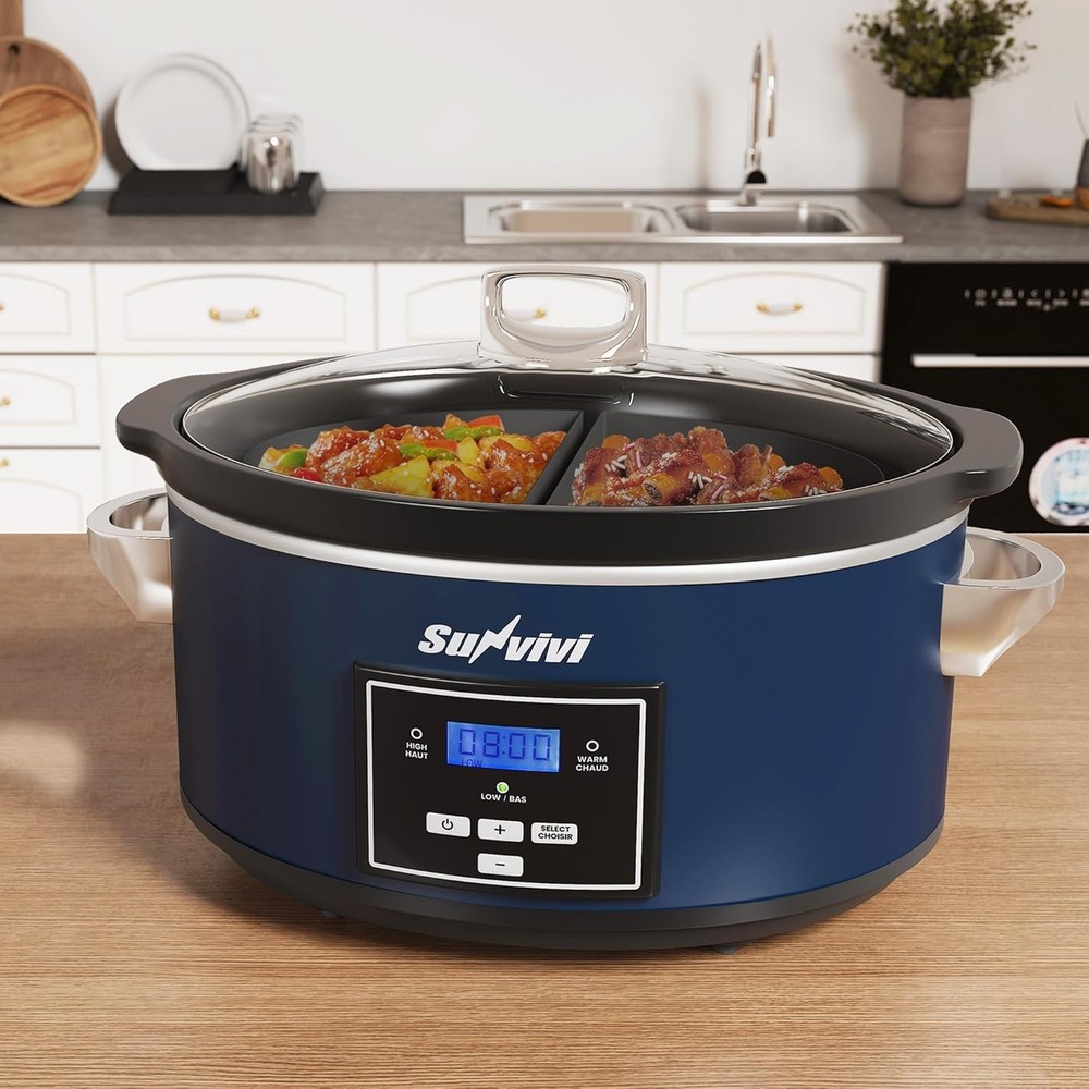 6 Quart Programmable Slow Cooker with 2 in 1 Silicone Liners, Multi-Cooker Fo...