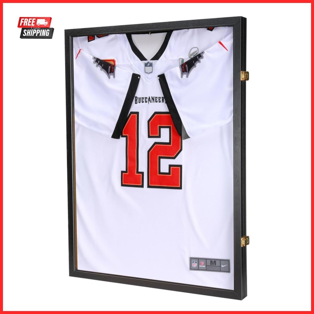 Jersey Display Case Shadow Box Frame with Hanger Black