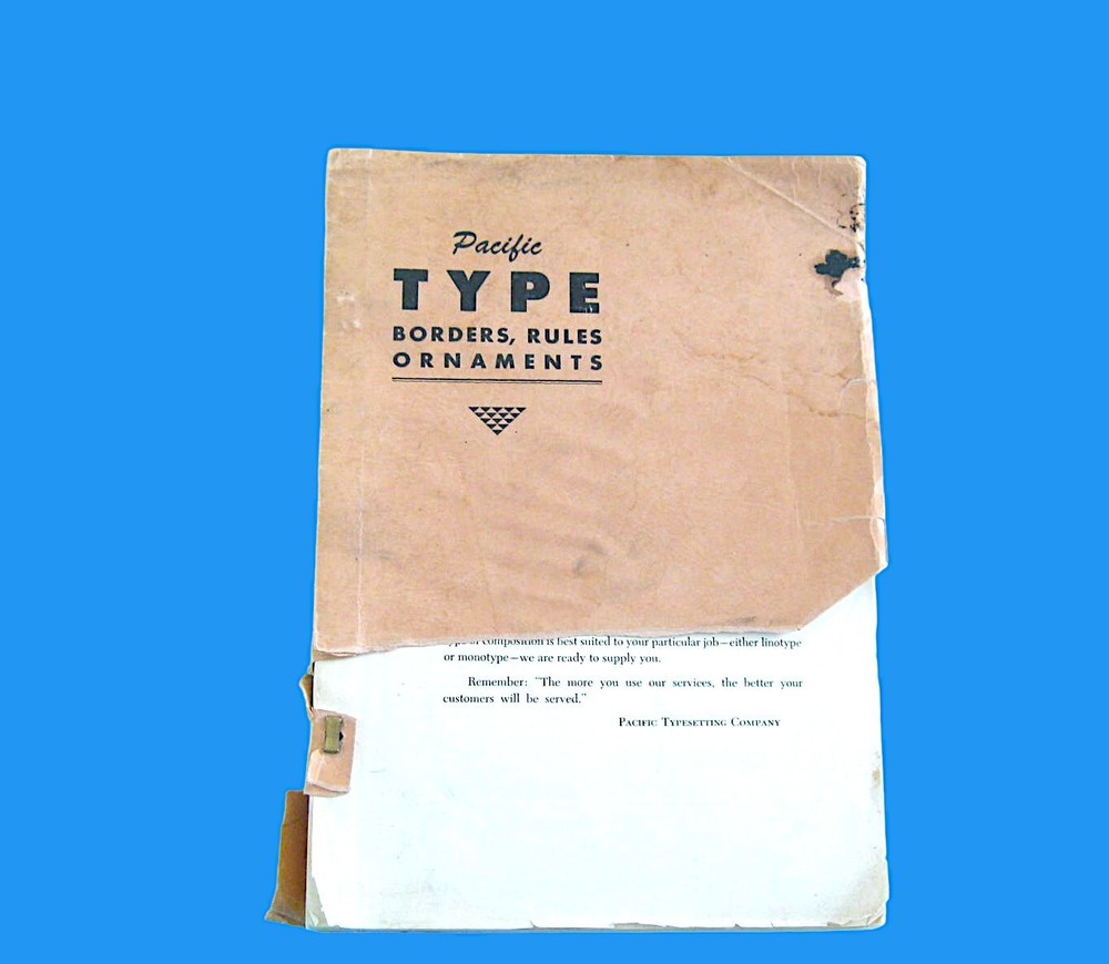 Pacific Type Borders/Rules/Ornaments; 1930s Typesetting/Graphic Art/Print Guide