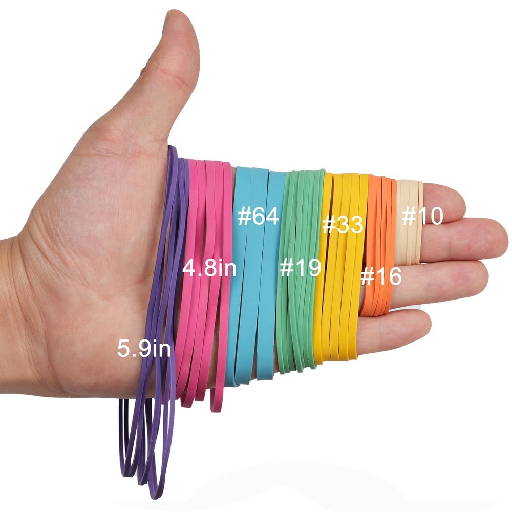 Foshine Rubber Bands Assorted Size Multicolor 0.5lb Elastic