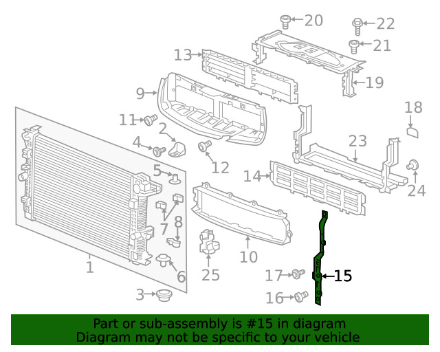 Genuine GM Passenger Side Front Bumper Shutter Bracket 22864687