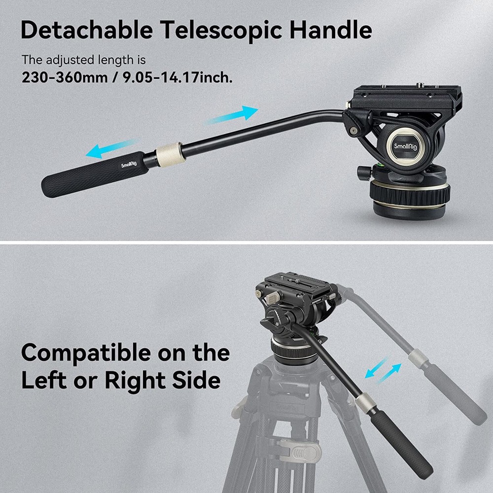 SmallRig Tripod Fluid Video Head w/Flat Base and Adjustable Handle Adjustable