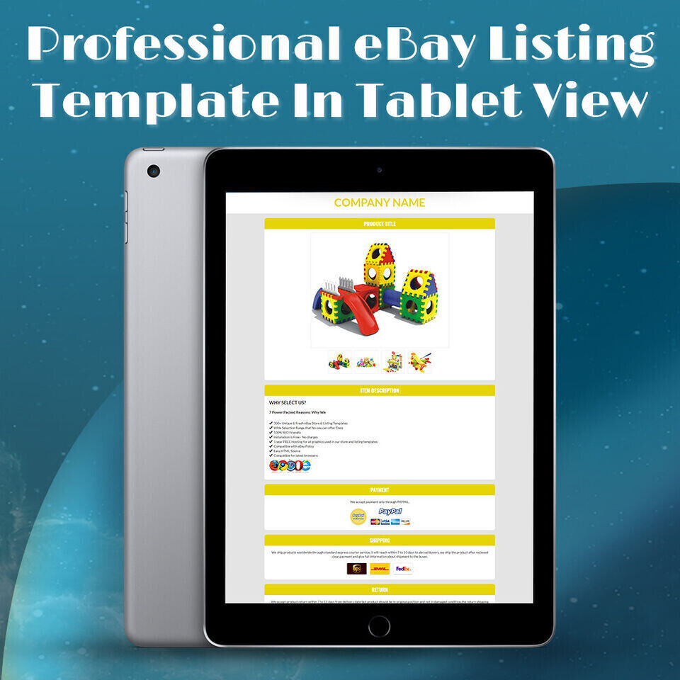 Ebay Listing Template HTML Professional Mobile Responsive Design Universal
