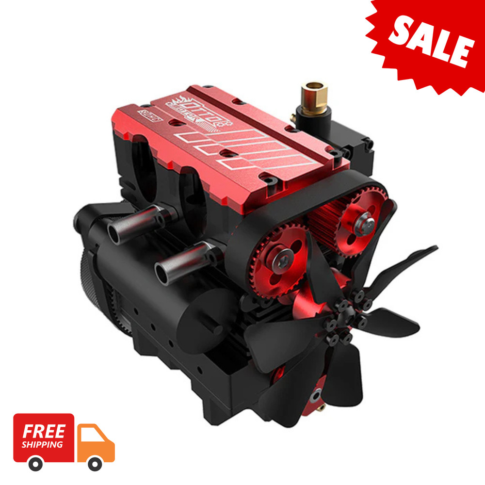 Engine Nitro Model 7cc SOHC Inline Double Cylinder 4 Stroke With Air Cooled Kit