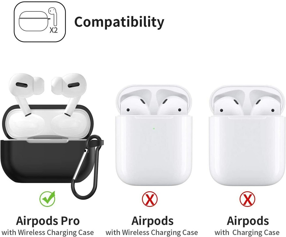 2 Pack AirPods Pro Case with Keychain, Front LED Visible Wireless Red And Black