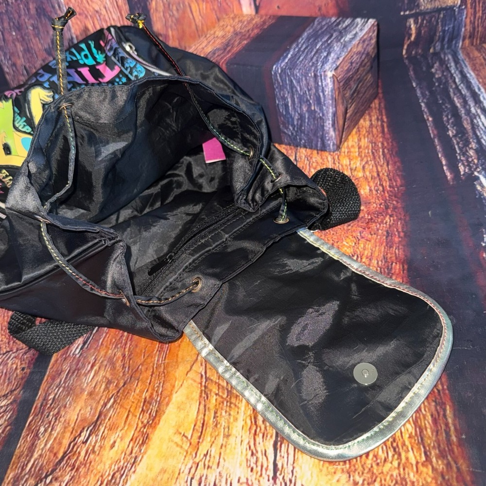 Disney Tinker Bell Pixie Power Backpack Bag Black Nylon Adjustable Strap RARE