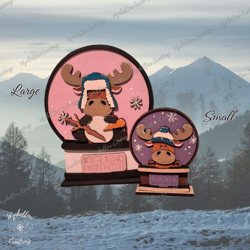 Winter Moose in the Snow Interchangeable Snow Globe
