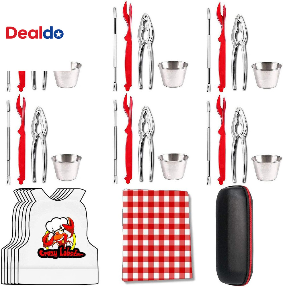 32 Pcs Seafood Tools Set Nut Cracker Set Includes 6 Crab Crackers, 6 Crab Forks/