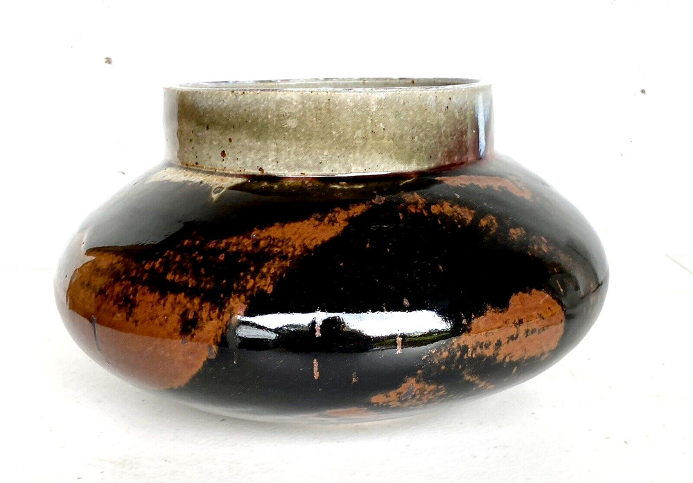 Studio Art Brown Dripware Pottery Pot/Vase - Chop Mark, 11"