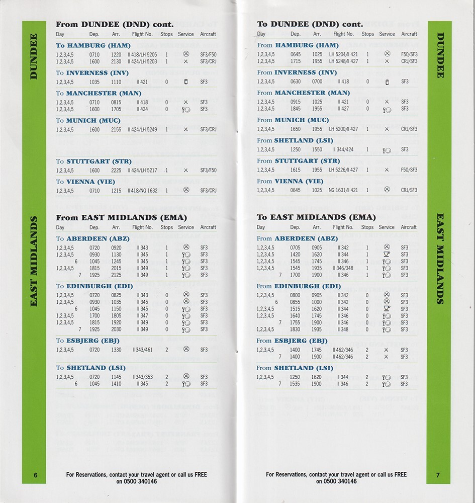 Business Air timetable 1994/10/31