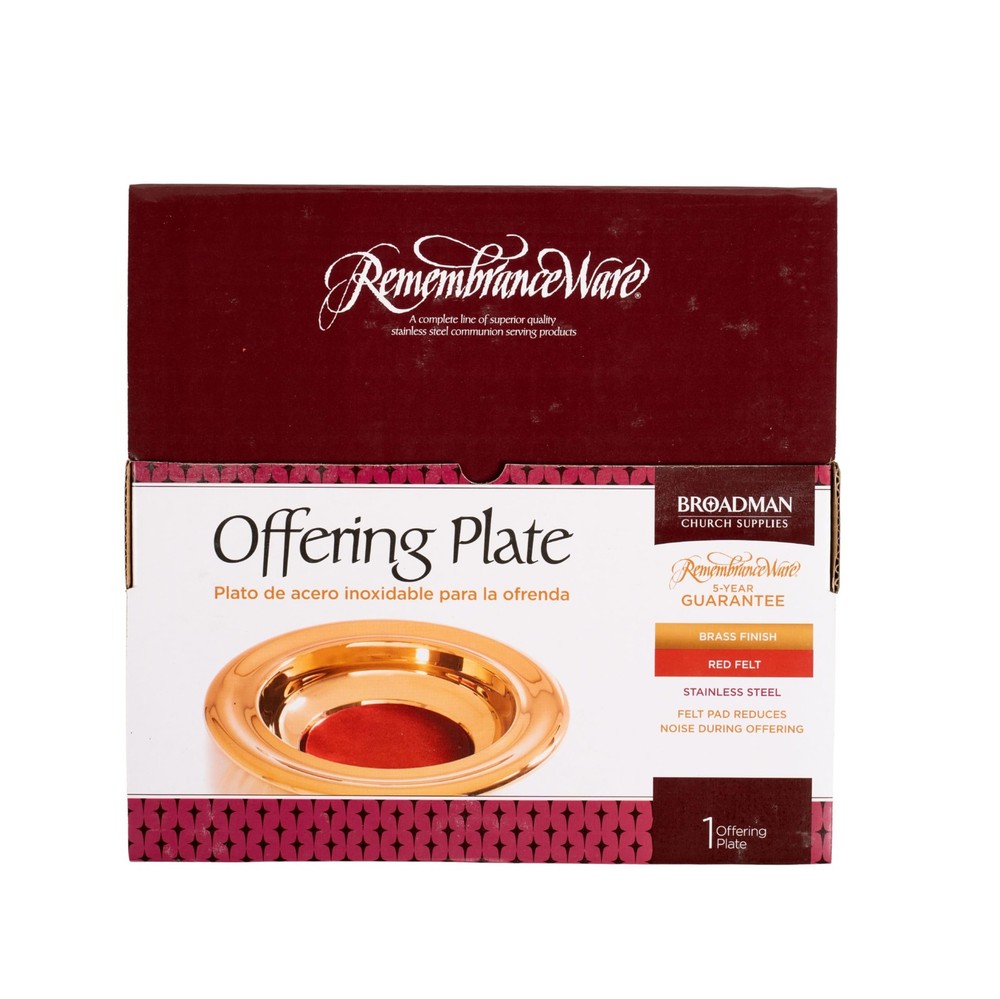 RemembranceWare Offering Plate, Brass with Red Felt