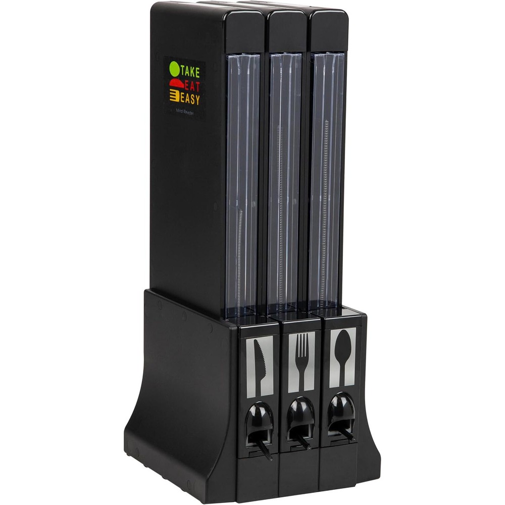 Mind Reader Utensil Plastic Fork Spoon Dispenser Silverware Organizer, Black