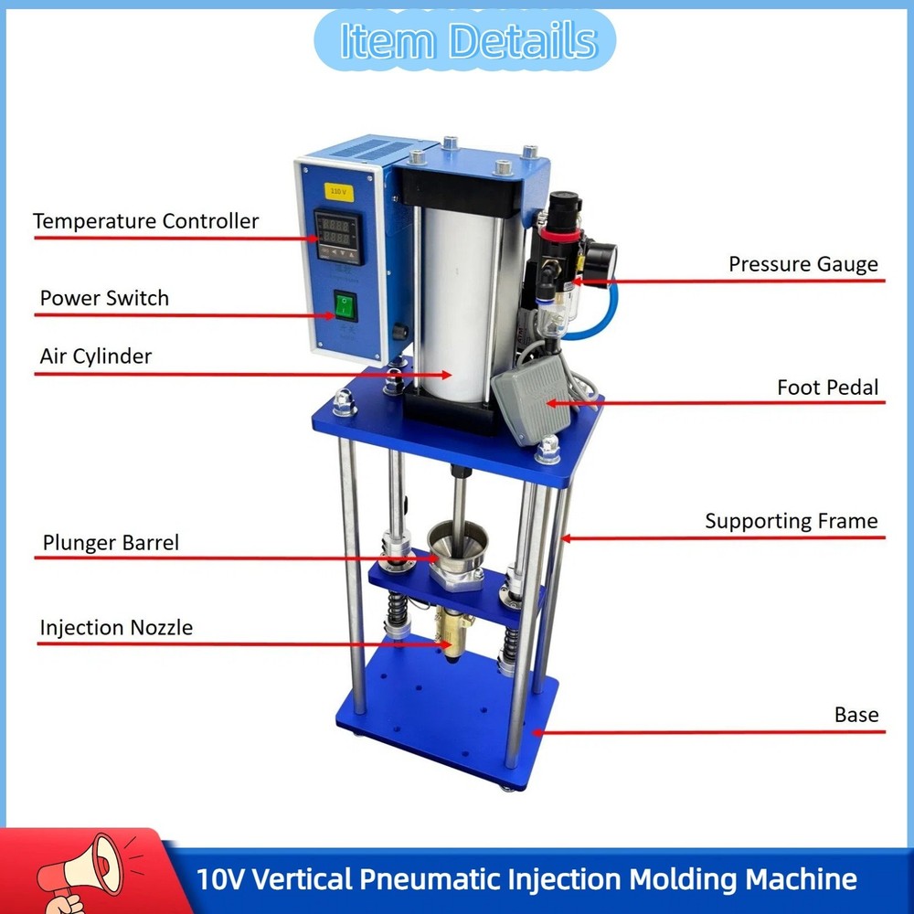 110V Pneumatic Injection Molding Machine Lab Prototype Plastic Injection