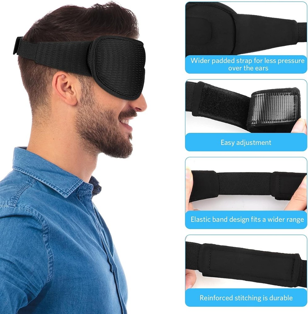 Luxury 3D Contoured Sleep Mask - 100% Light Blocking & Adjustable Comfort