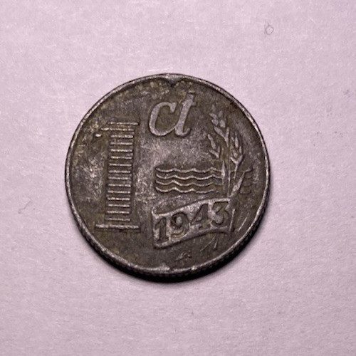 Netherlands 1 Cent 1943 German Occupation KM# 170