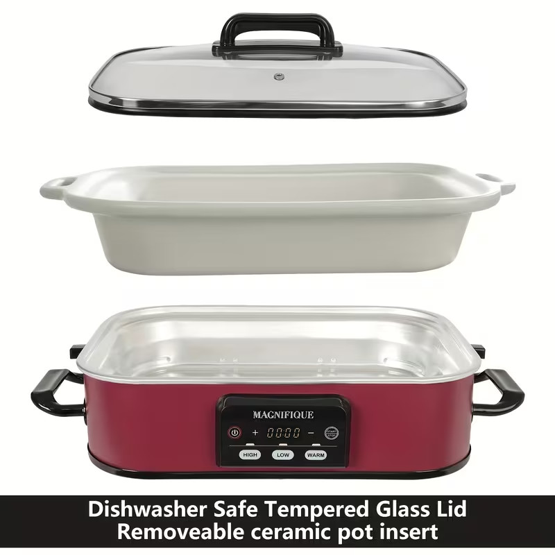 1pc 4-Quart Programmable Slow Cooker with Classic Ceramic Liner for Small Kitche