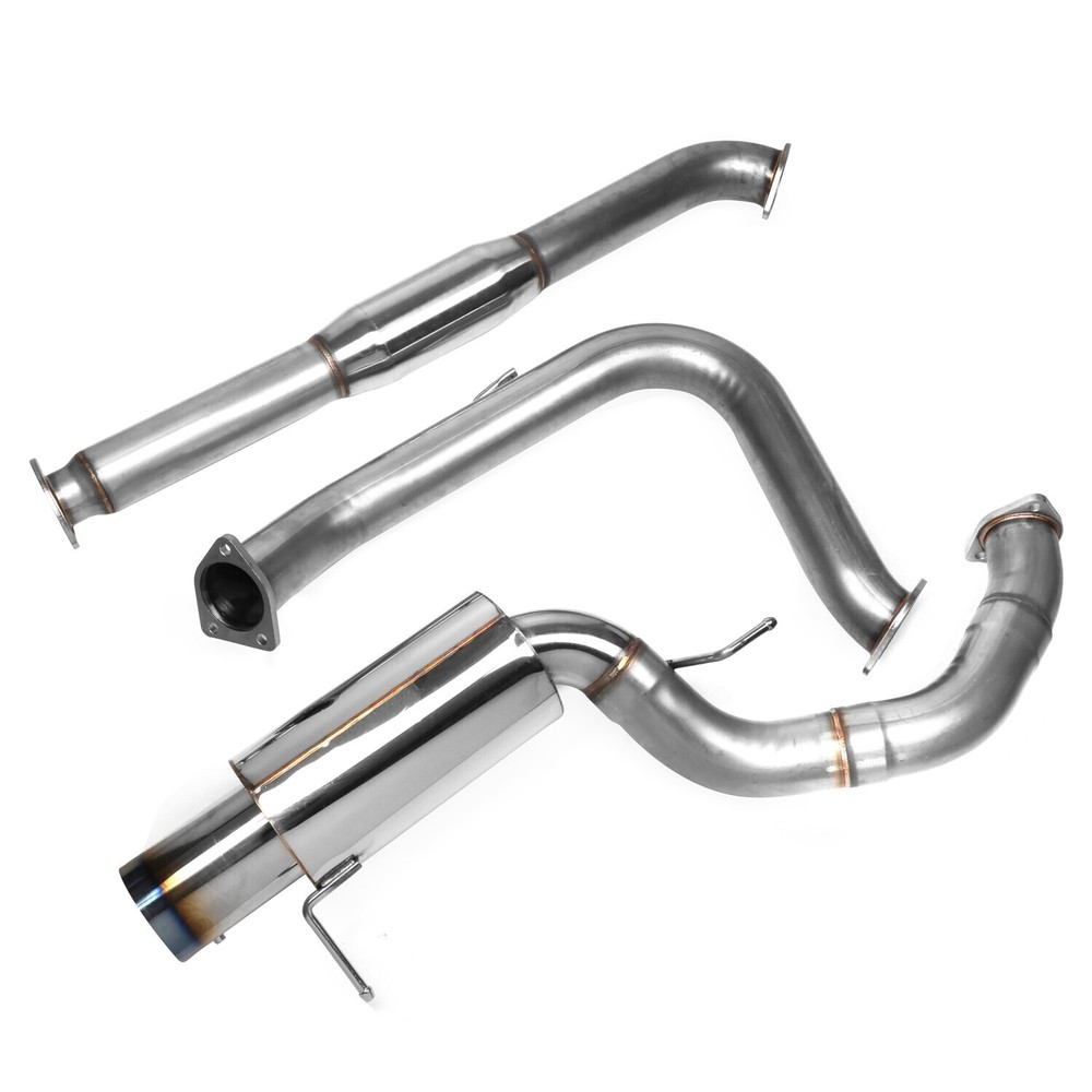 4"BURNT MUFFLER TIP STAINLESS EXHAUST CATBACK SYSTEM FOR 00-05 MIT ECLIPSE V6