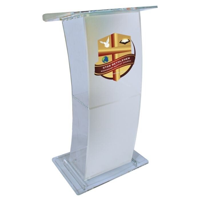 Kingdom Personalized Eclipse Acrylic Lectern with a Frosty Finish