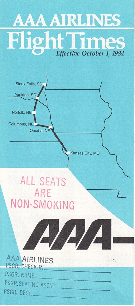 AAA Airlines timetable 1984/10/01