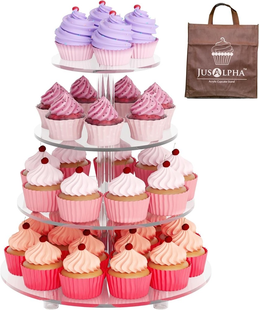 Clear Acrylic Cupcake Stand, 4 Tier Dessert Tower