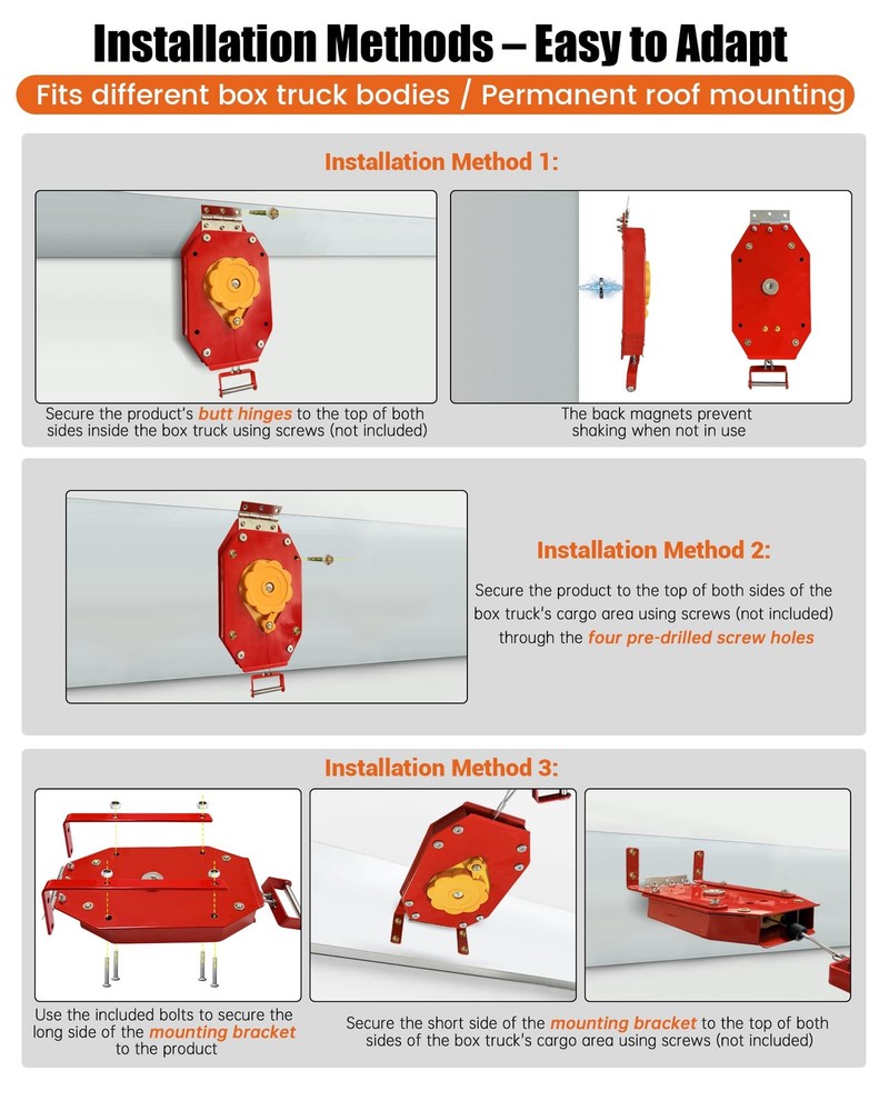 Cargo Strap Positioning & Retracting System Fit for Box Trucks & Curtain-Side...