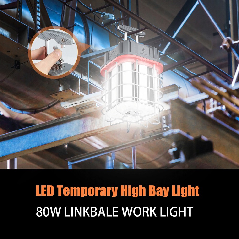 80W Linkable LED Temporary Work Light Workshop Construction Lights 400W Equival
