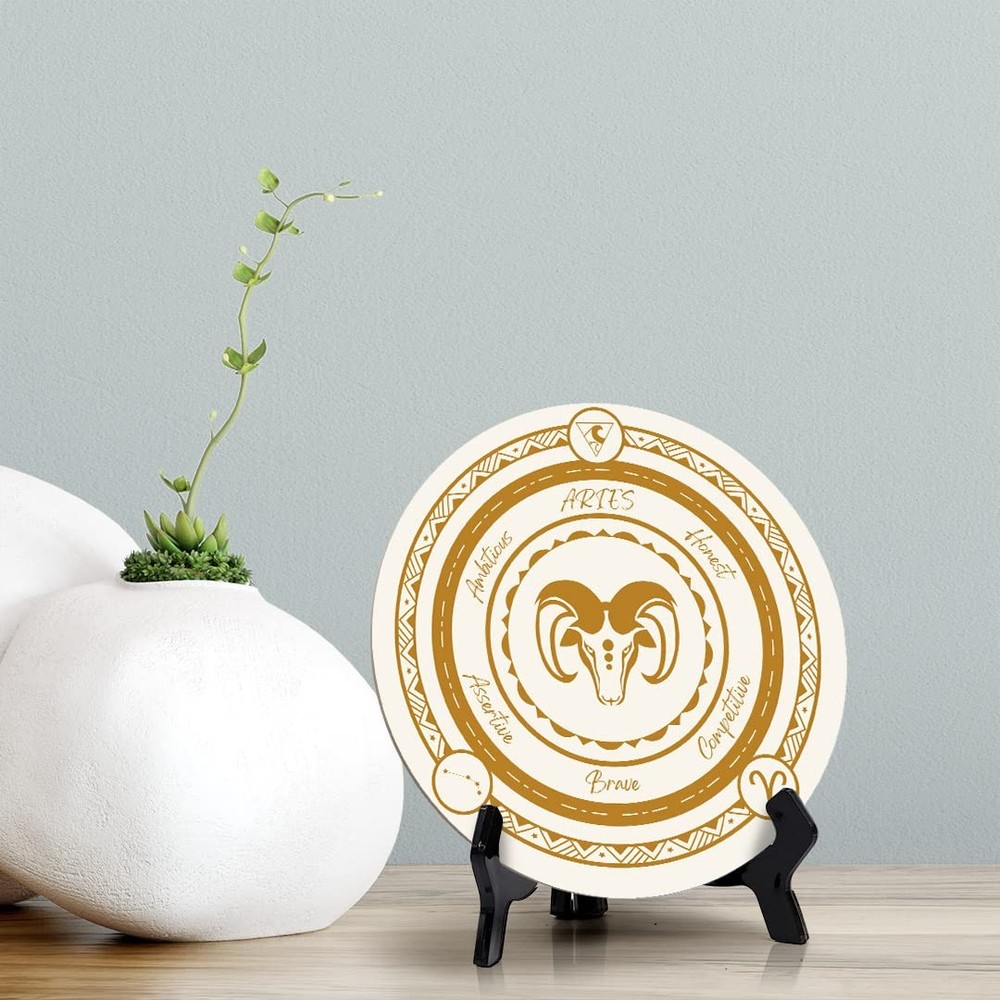 Aries Zodiac Circle Table Sign (5x5")